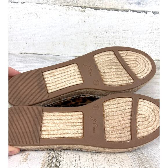 J.Crew Women’s 9.5 Leopard Calf Hair Leather Espadrille Lace Up Sneakers - Picture 7 of 8